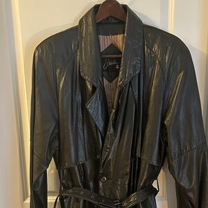 J. Walden Black Soft Leather Long Coat. 42/XL